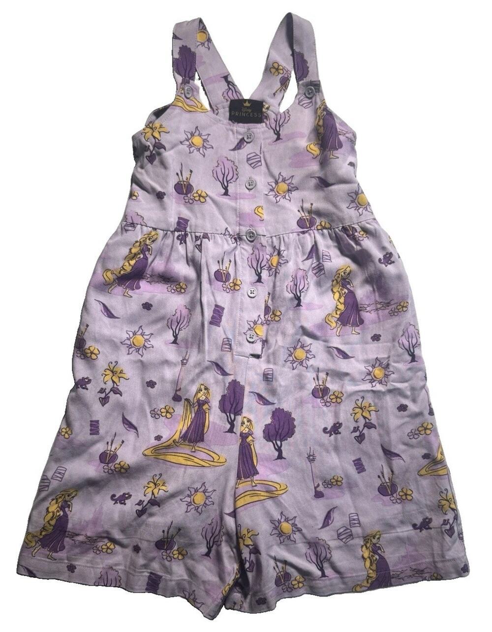 BoxLunch Disney Rapunzel Girls 4T Romper Purple Adjustable Strap Rayon NWT